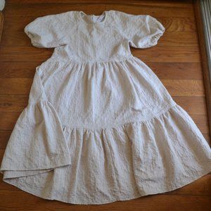 Zara Girls Textured Dress, Cream Size11-12